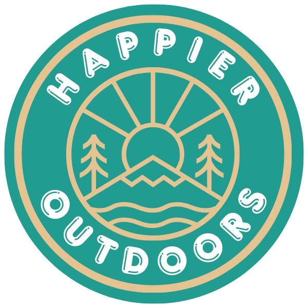 Happier Outdoors Mountain Trees Brand Logo